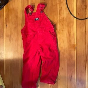 Red Oshkosh Corduroy Overalls EUC Size 3T